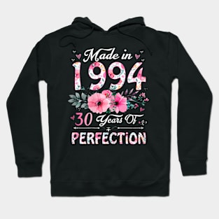 Year Old Made In 1994 Floral 30th Birthday Hoodie